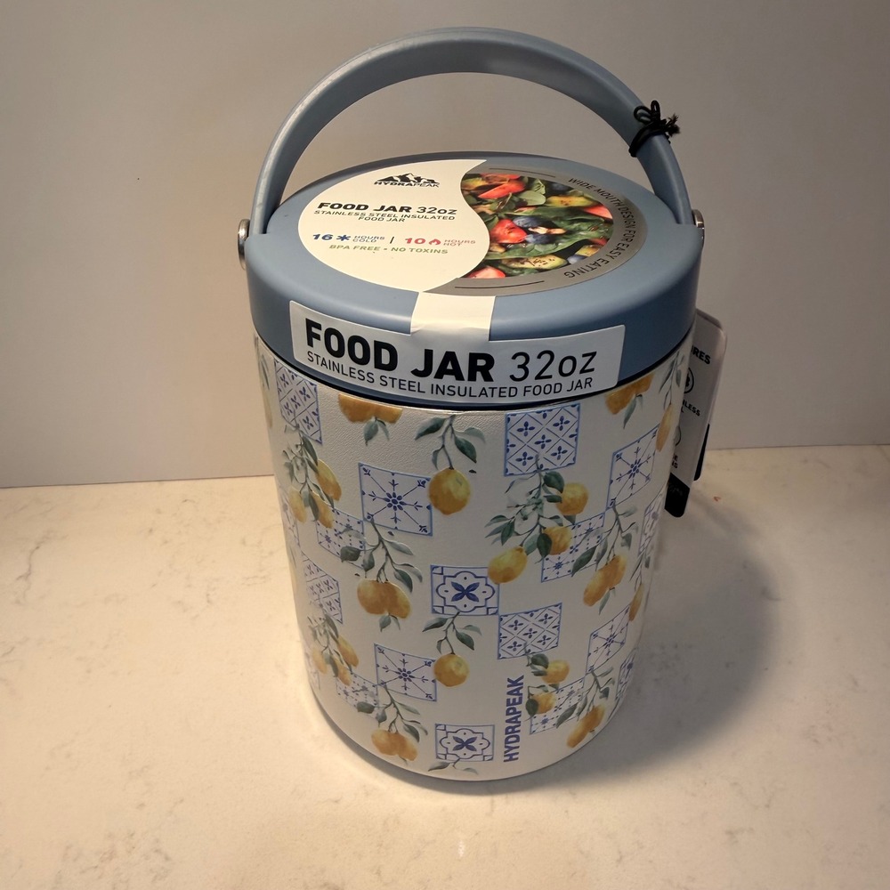 HydraPeak Insulated Food Jar 32 Oz Stainless Steel Wide Mouth Double Wall Lemon - Picture 13 of 13